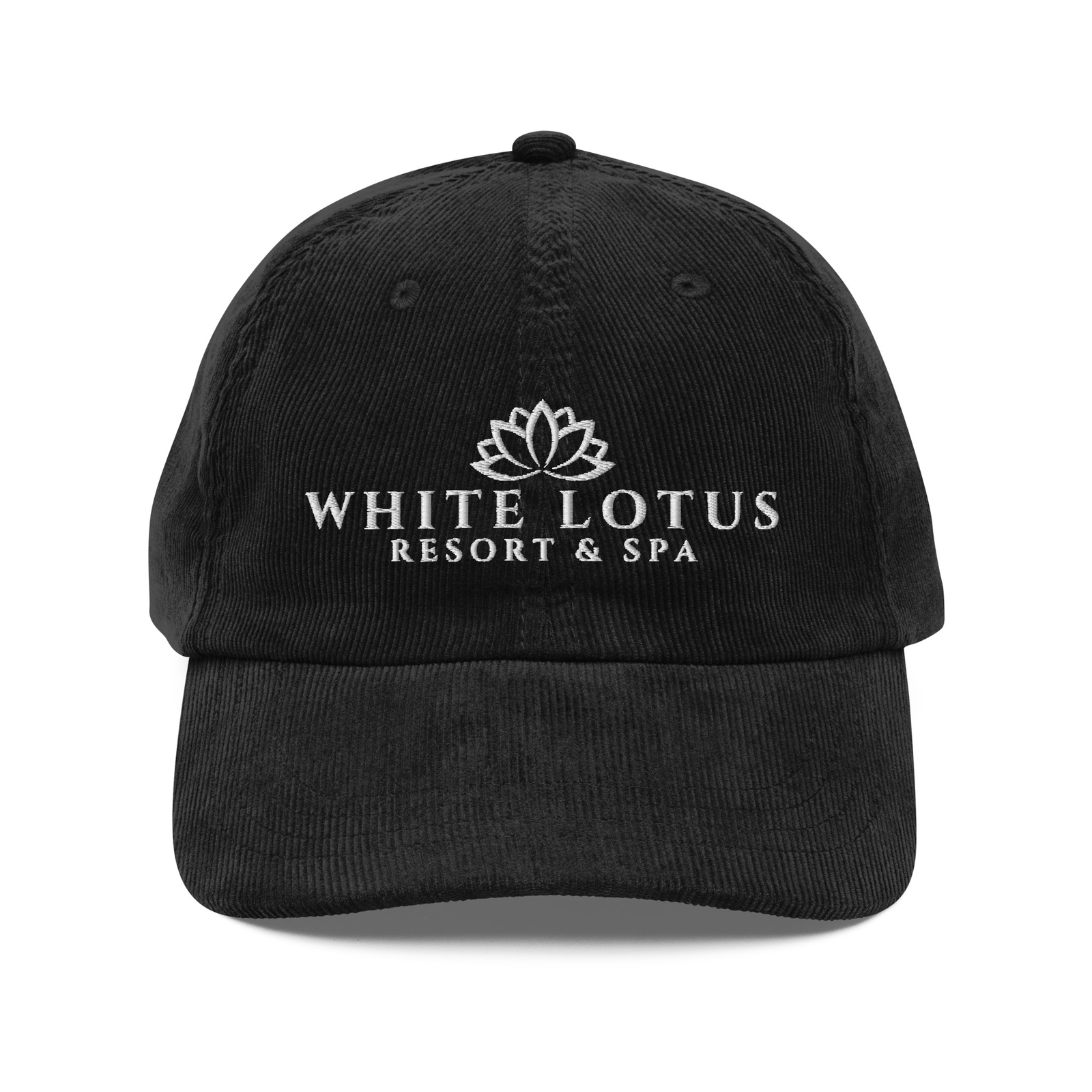 White Lotus Vintage Corduroy Dad Hat with Resort Spa Embroidery  