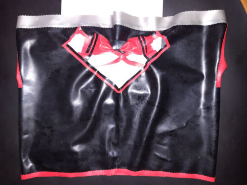 Latex Gummi Sexy Roughlatex Ouvert Minirock Skirt Size L+ Schwarz Silber Rot Neu - Imagen 1 de 4