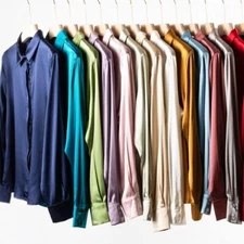 Women's Formal Wear 19 MM Mulberry Silk Button Long Sleeve Square Collar Shirt 
