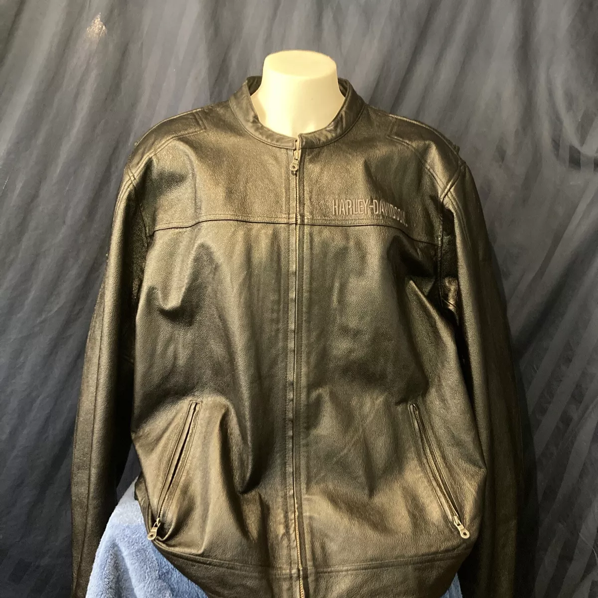 Harley Davidson Tradition Black Leather Riding Jacket Size 3XL
