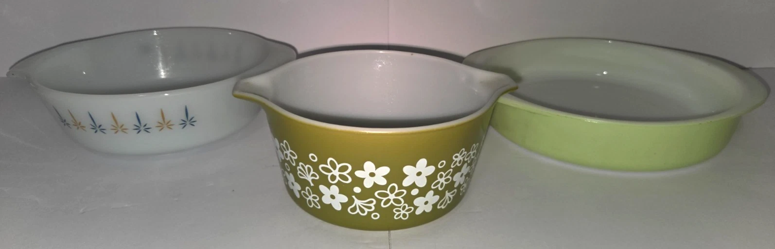 Set of 3 Pyrex Anchor Hocking Dishes Bowls 473 436 221 Spring Candle