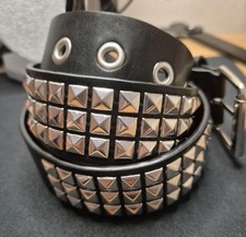 Black Studded PUNK Belt with Silver Buckle Punk Rock Style for Men