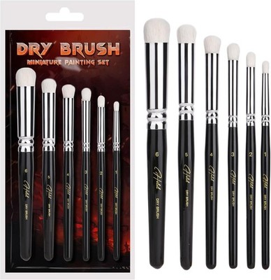 Dry Brush Pinsel Set,6 Stück Modellbau Drybrush Detailpinsel,Wolle Professionell