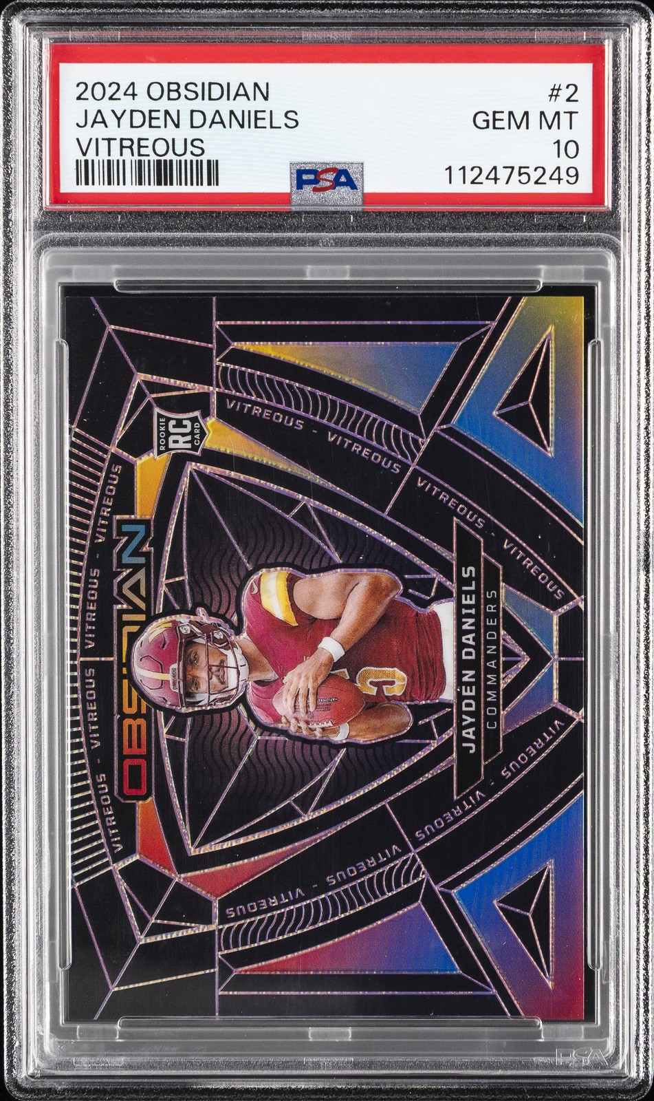 2024 PANINI OBSIDIAN VITREOUS #2 JAYDEN DANIELS PSA 10