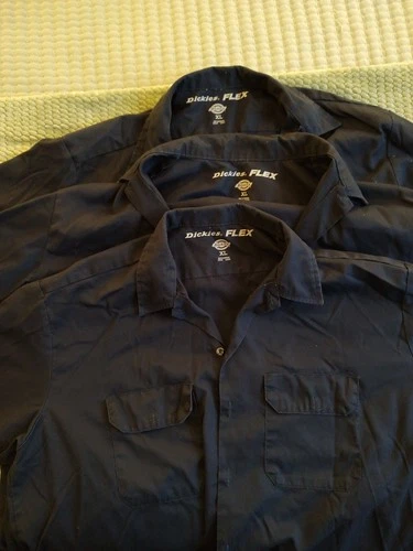 Three Dickies Flex Mens Navy Work Shirts Size XL
