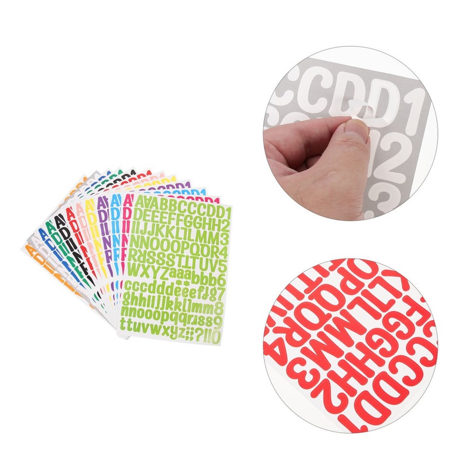 Sticker Abc Colorful 12 Sheets Colorful Alphabet Number Stickers DIY Number Letter Stickers ...