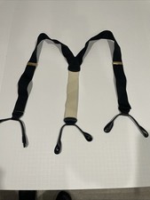 Jos A Bank Men  s Black And Cream Suspenders With Leather Brace Tabs