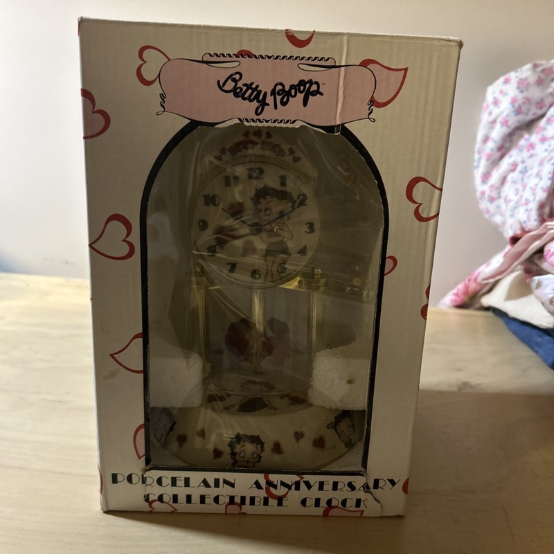 Betty Boop Porcelain Anniversary Clock with Glass Dome