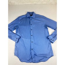 AWearness Kenneth Cole Dress Shirt Mens 15 32/33 Blue Slim Fit Non-Iron Business