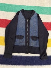 Vintage 40s Youth Cardigan Crown Zipper 2Tone Kids Small 14x18 Antique True