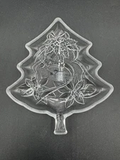 Home Beautiful Crystal Christmas Tree Plate Happy Holidays Clear Glass 7.5"