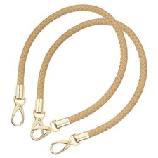 2Pcs 60cm Short Leather PU Braided Purse Replacement Apricot Gold