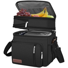 MIYCOO Lunch Bag  Box for Men Women, Double Deck Leakproof 15L, Black