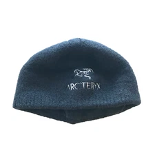 Vintage Arcteryx Embroidered Logo Beanie Wool with Fleece Lined Headband Black