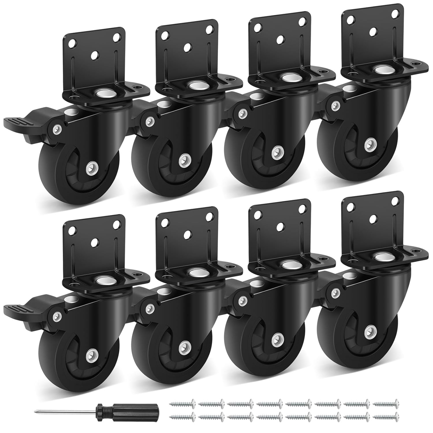 Roulettes pivotantes 50mm robustes plaque en L acier zingué