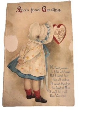 Ellen Clapsaddle 'Love's Fond Greeting' Valentine Mechanical Postcard