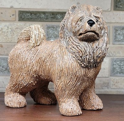 Vintage Chow Chow DOG Figurine/Sculpture 1992 Signed 3.5''W x 4''H