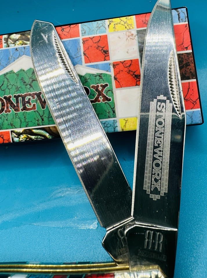 ROUGH RYDER RR918 STONEWORX series TRAPPER pocket knife 4 1/8
