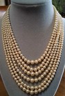 1940's Vintage Art Deco Champagne Ivory 6 Strand Pearl Necklace w/Large Clasp  — photo 1