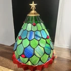 Tiffany Style Vintage Stained Glass Christmas Tree Lamp Light Very Rare