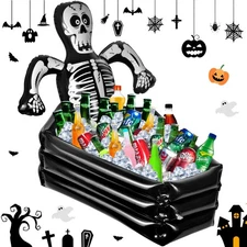 Halloween Inflatable Skeleton Cooler,Halloween Party Decoration Drink Cooler,...
