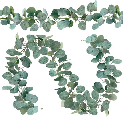 Künstliche Eukalyptus Girlanden 2 m Deko für Hochzeit &Frühling, Pack 2