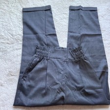 Halara Gray High Waisted Paperbag Pleated Cuffed Straight Leg Dress Pants NEW