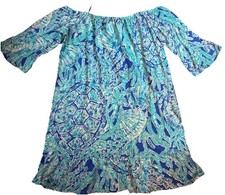Lilly Pulitzer Girls XL 12-14 Cold Shoulder Bell Sleeve Ruffle Hem Sun Dress