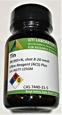 Tin metal, 99.995+%, shot 8-20 mesh, Ultra Reagent (ACS), 125g