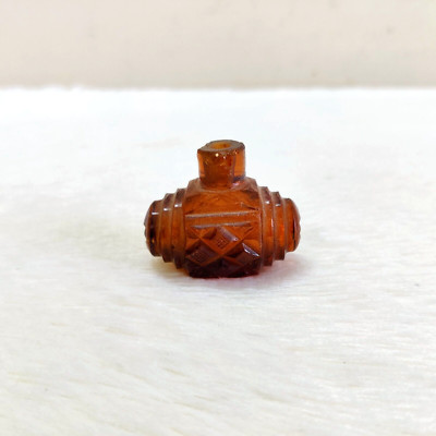 19c Viktorianisch Bernstein Glas Miniatur Parfum Flasche Deko Sammlerstück G1002