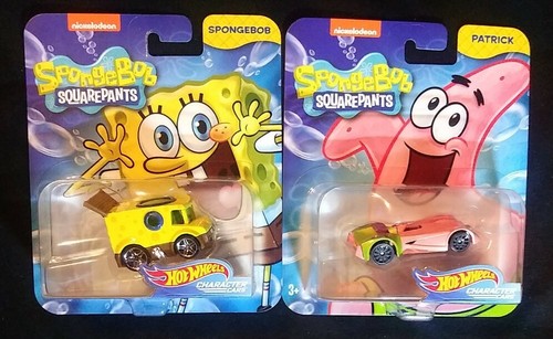 HOT WHEELS character cars SPONGEBOB & PATRICK set from 2017 Both NIP - Picture 2 of 9