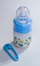2 Ounce Blue Preemie Sealed Reborn Baby Bottle Faux Formula w/NO HOLE NIPPLE