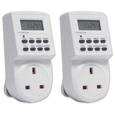 2 x 7 Day Electric Plug In Programmable Digital Timer Switch with LCD Display UK