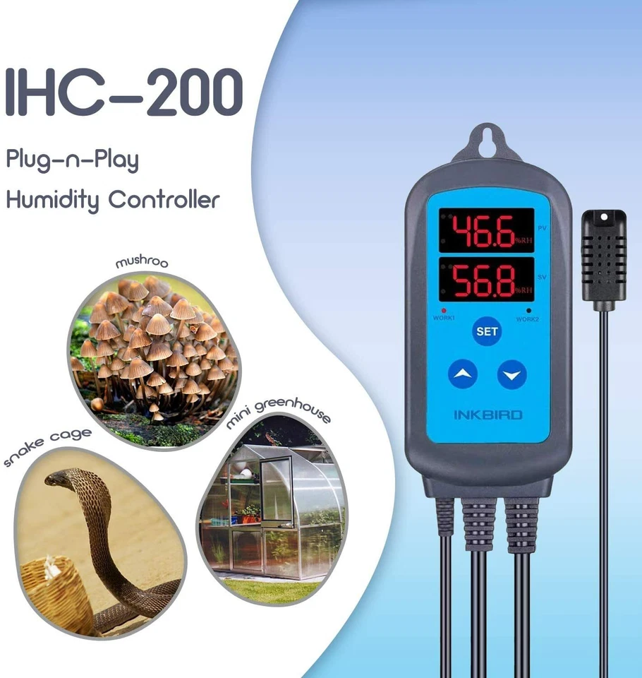 Inkbird Temperaturregler ITC-308 Feuchteregler Luftfeuchte IHC-200 Thermostat EU - Bild 3 von 4