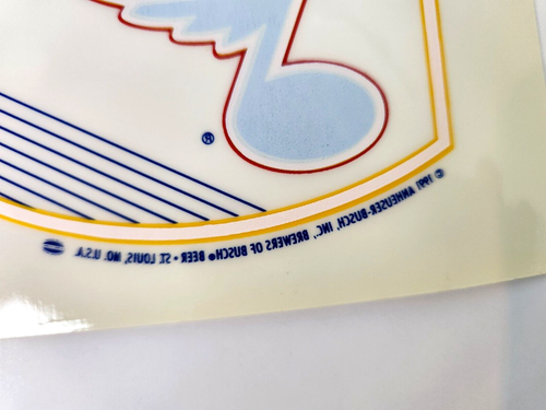 Lote de 2 calcomanías de hockey Busch Beer St Louis Lets Go Blues sin usar nuevas de colección 1991 - Imagen 3 de 5