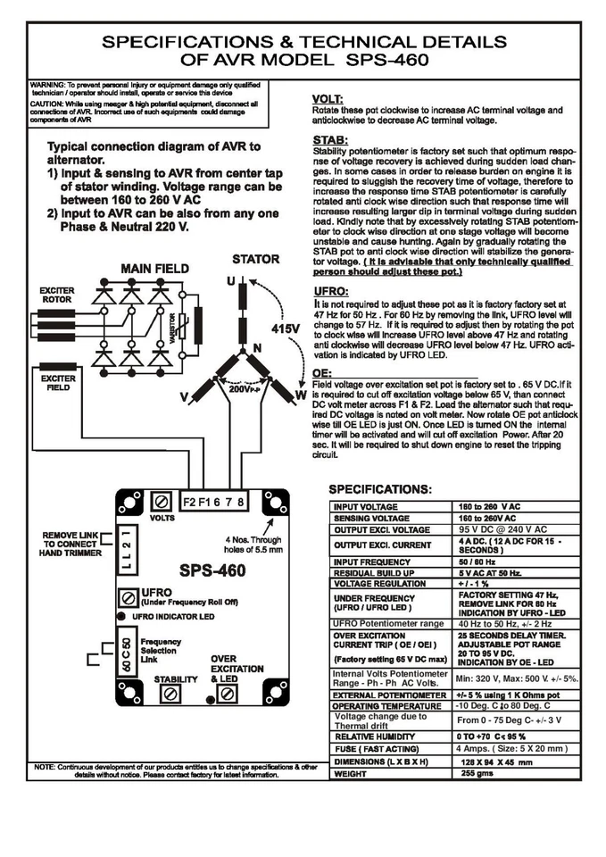 Moudle de control regulador de voltaje automático AVR SX460 para alternador Stamford Foto 3 de 3