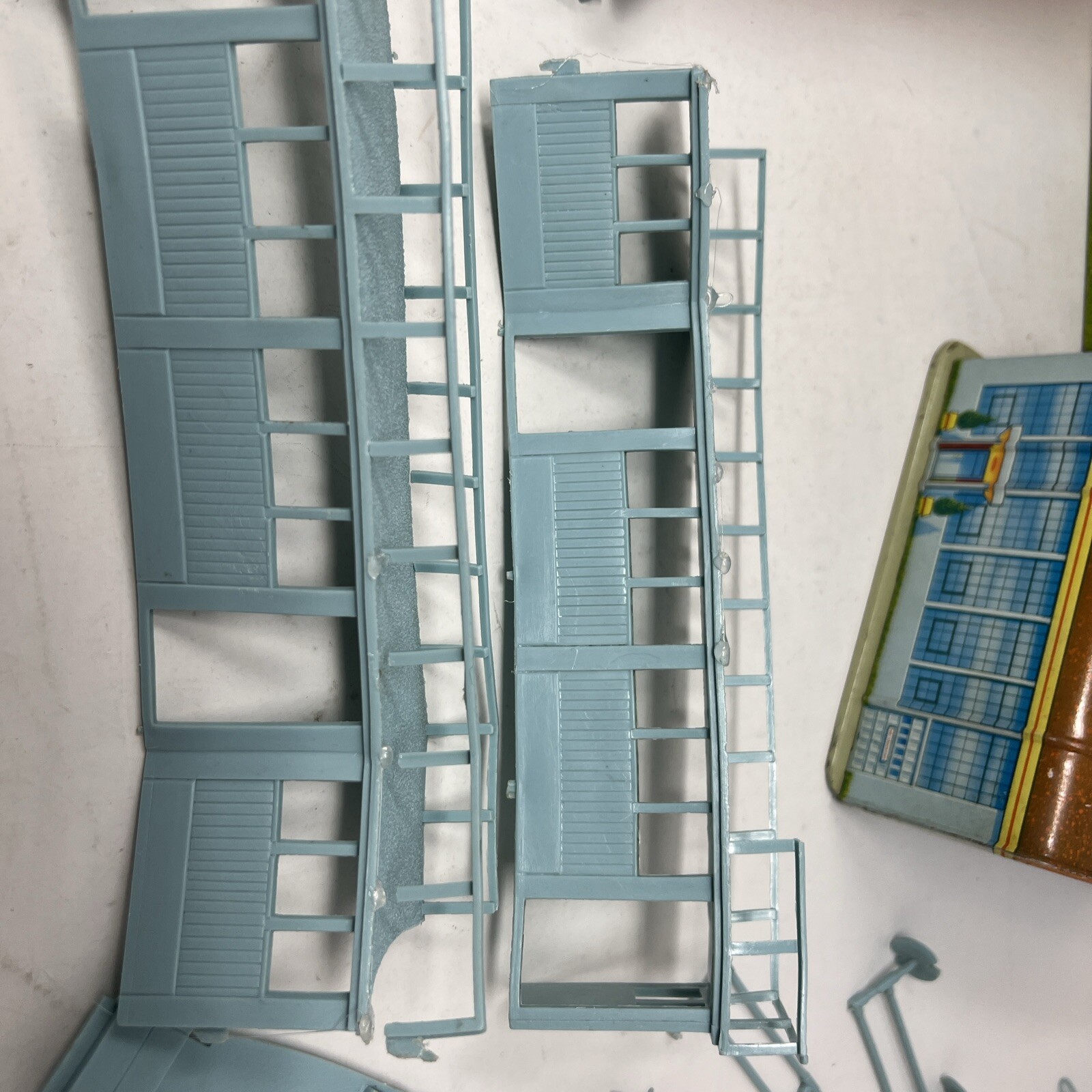 Vintage Marx Airport Playset Plane, Mat, Walkway, Buildings