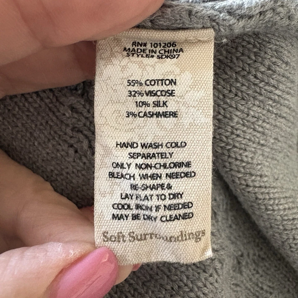 Suéter Soft Surroundings para mujer gris seda mezcla cachemir talla 1X (E) Foto 4 de 4
