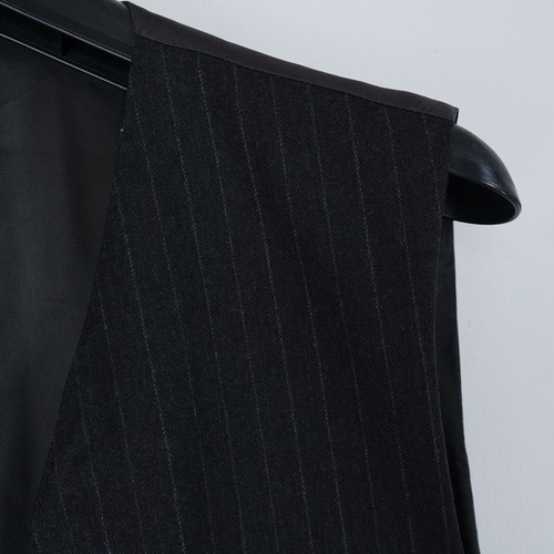 Mens Waistcoat Large Size US 42 Vintage Grey Striped Formal 100% Wool Dress Vest - Picture 5 of 11