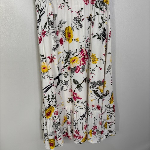 Old Navy Midi Dress Medium Tall White Floral Sleeveless Tie-Neck Elastic Waist - Picture 3 of 8