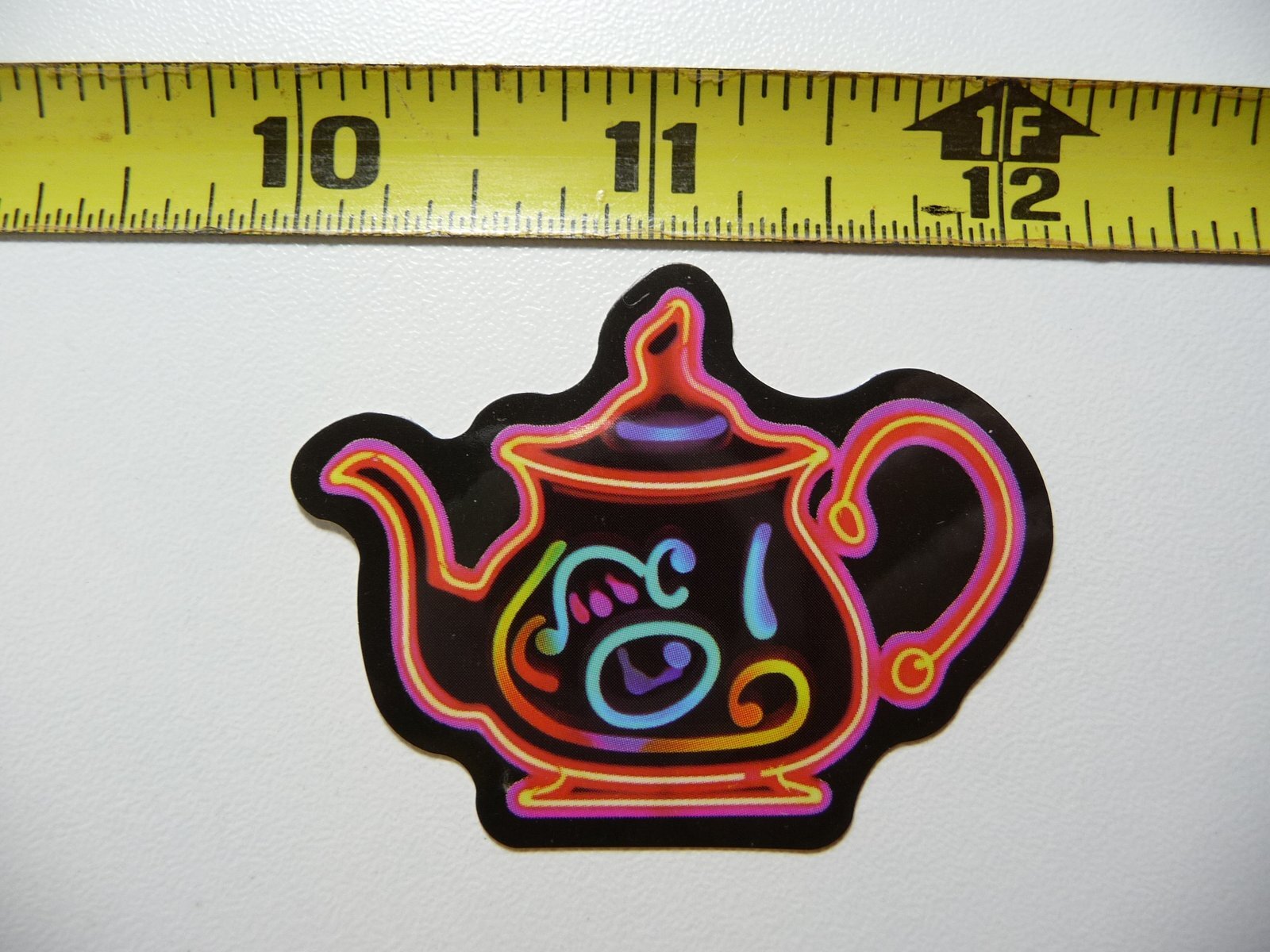 TEA KETTLE DECAL STICKER NEON STYLE FUN COLORFUL DECO