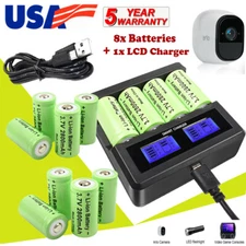 8x 2800mAh CR123A CR17345 DL123 Rechargeable Lithium Batteries & LCD Charger FT