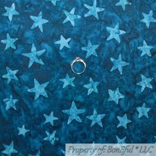 BonEful Fabric FQ Cotton Quilt Navy Blue Batik Star American Flag USA Patriotic