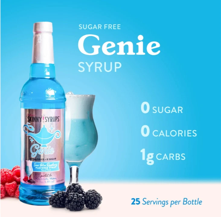 Lot 2 NIB Jordan Skinny Genie Sour Blue Raspberry Coffee Syrup Sugar Free Ship - Image 3 of 4