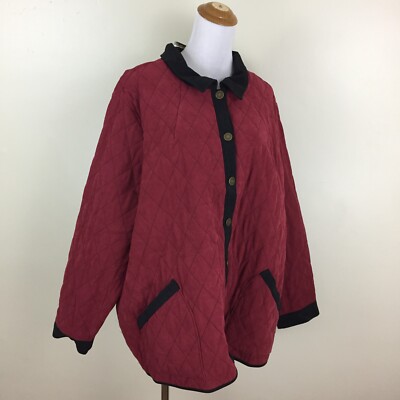 NWT BOB MACKIE QVC sz 3X Brick/Rust Black Trim Diamond Stitch Button Jacket