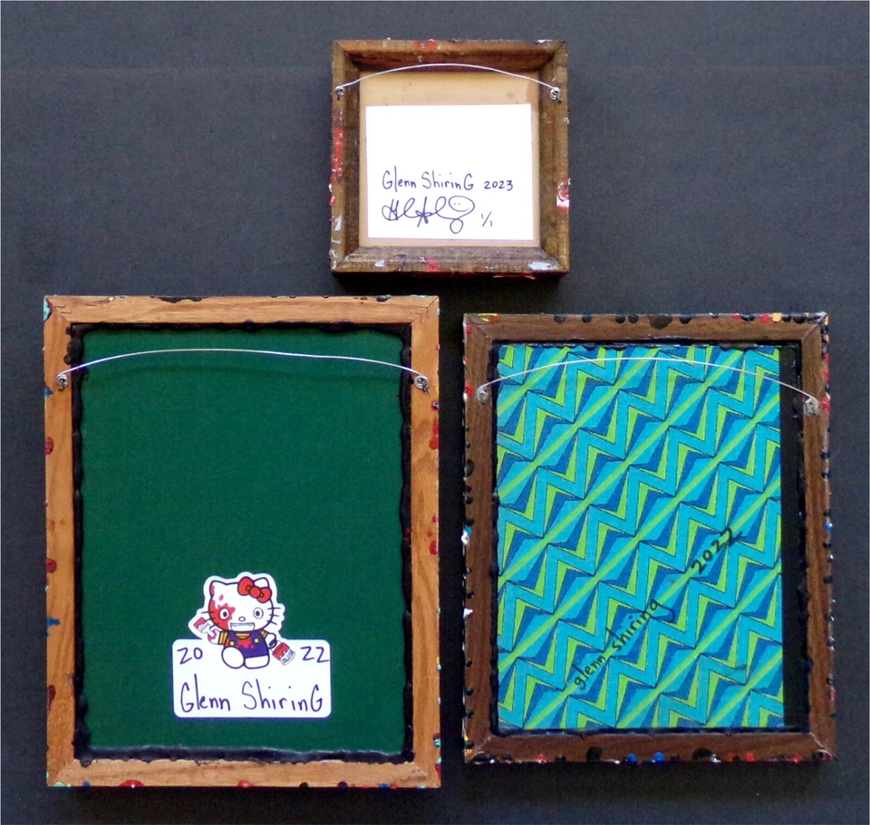 ANIMAL REAL CALAVERA Y HUESO 3x Conjunto Enmarcado Arte Original 3D Punk Collage Pintura Lote Foto 4 de 4