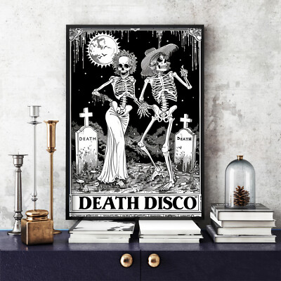 Death Disco Skelett Poster, schwarz-weiß, Death Disco Skelett Druck (32)