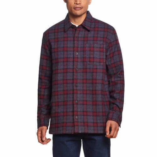 Mens fleece flannel jacket discount
