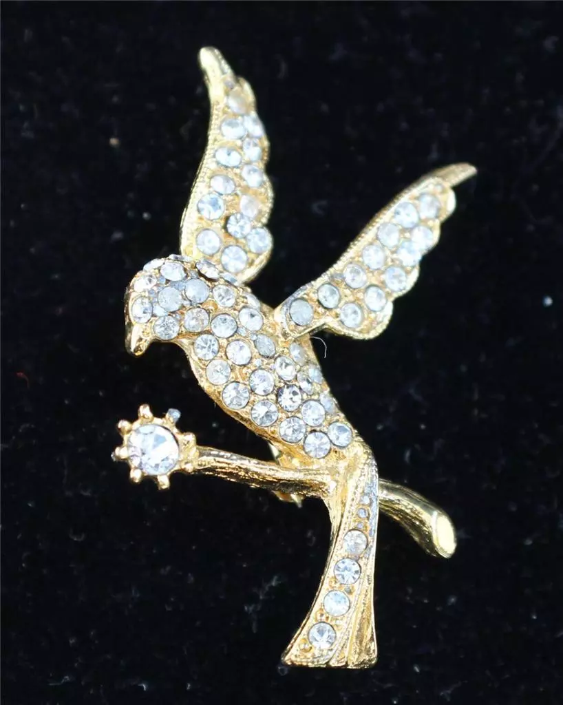 Vintage Signed NAPIER Goldtone Rhinestones BIRD Pin Brooch eBay