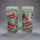 Vintage (RARE) COCA COLA Fountain Service Glass Cups~ Lot Of (2) ~ (6 1/4”) Tall